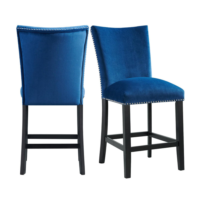 Francesca Blue Velvet Counter Height Chair Set of 2