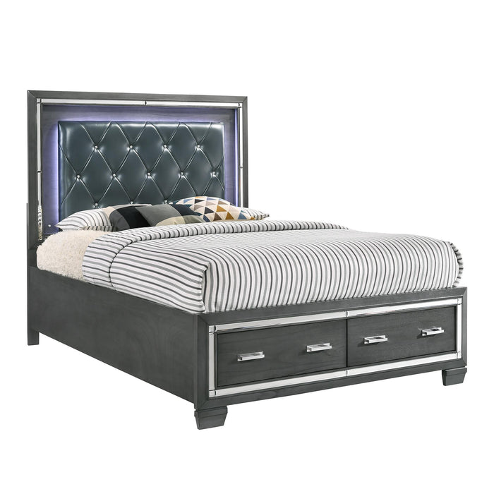 Titanium King Tufted Upholstered Storage Bed