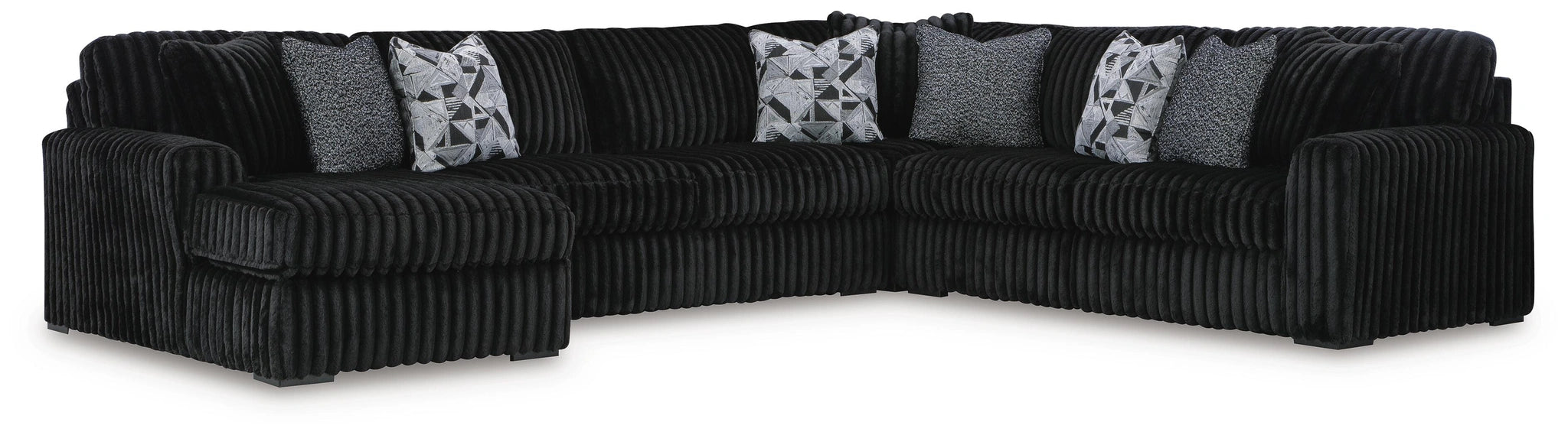 Midnight-Madness Sectional with Chaise - Onyx
