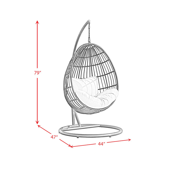 Playa Swing Egg Chair with Base and Pillar - Dark Grey and Olefin Beige
