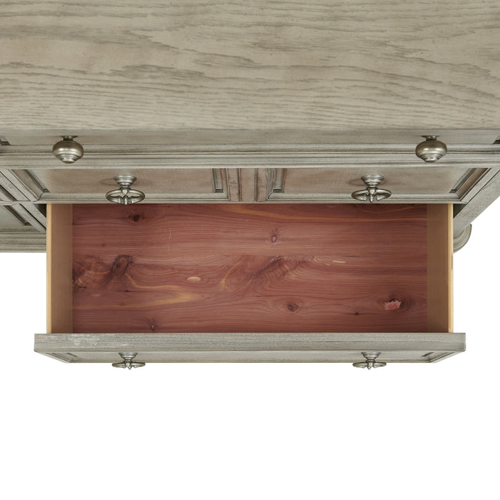 Whit-Ash Panel Bedroom Set with Door Chest in Light Grey