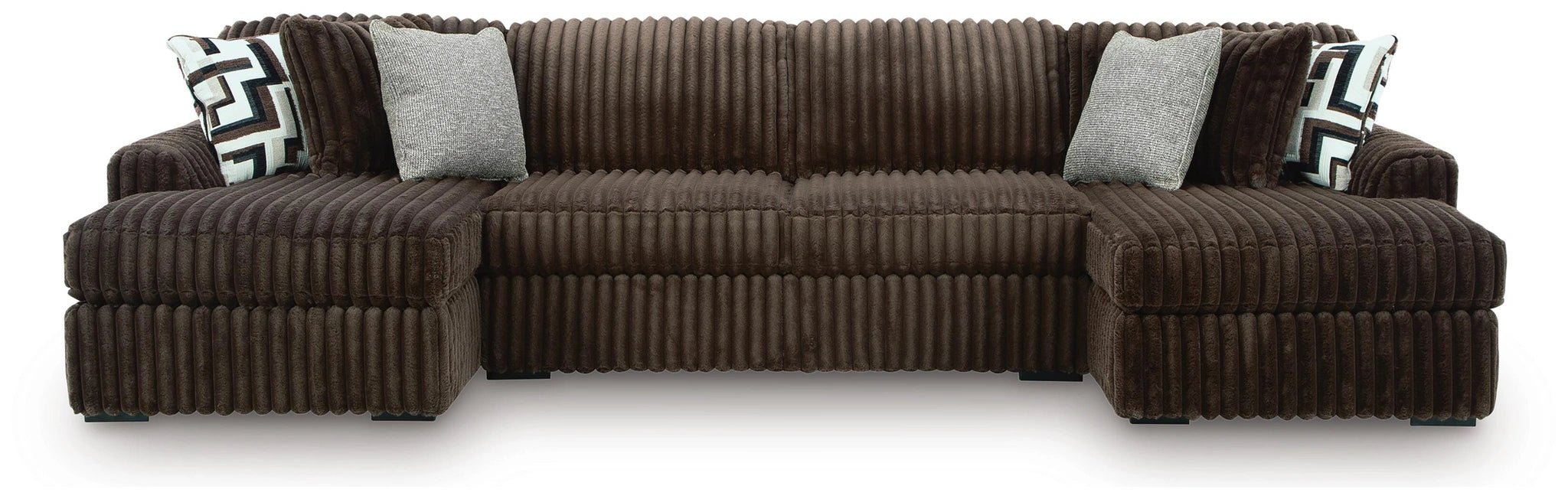 Midnight-Madness Double Chaise Sectional - Chocolate