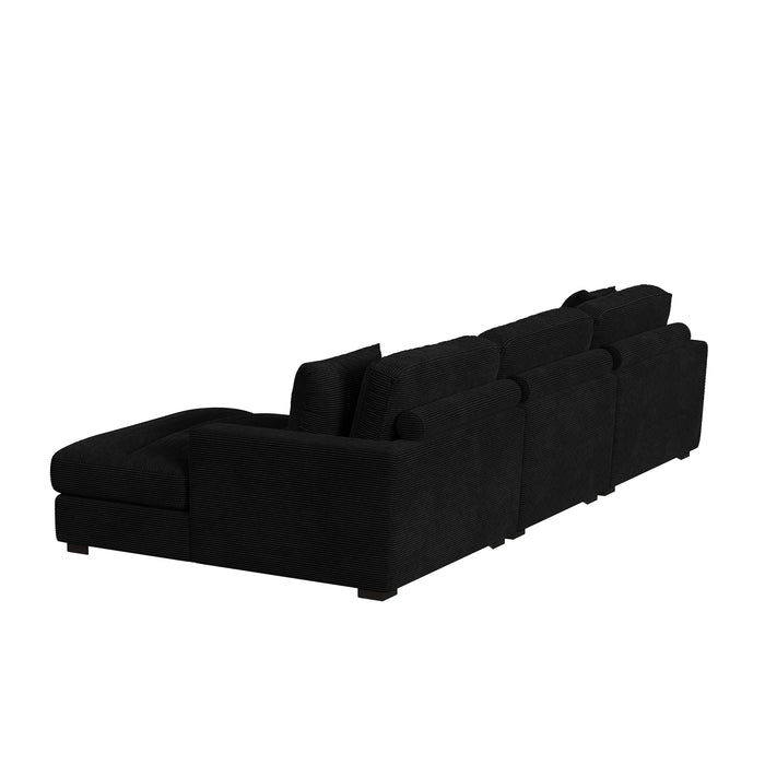 Arizona 3PC Sectional Set with RHF Chaise in Steno Black