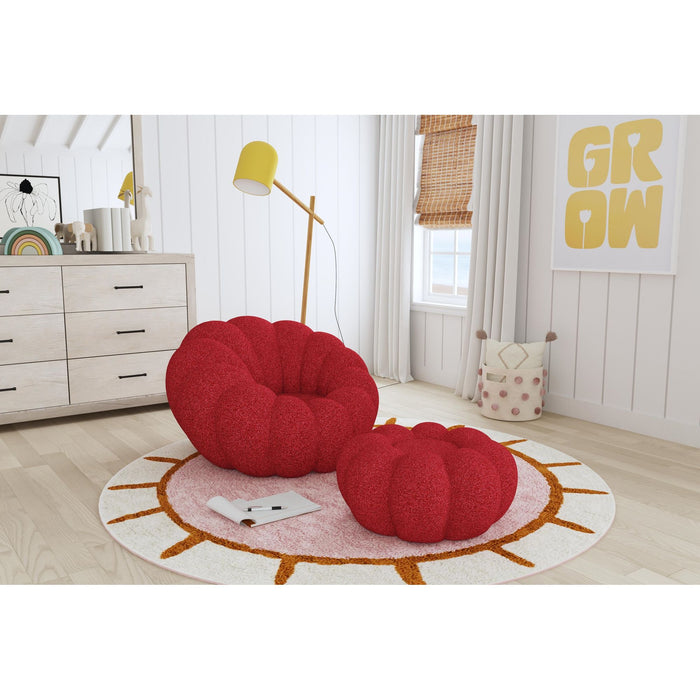 Bubble Swivel Chair and Ottoman in Red