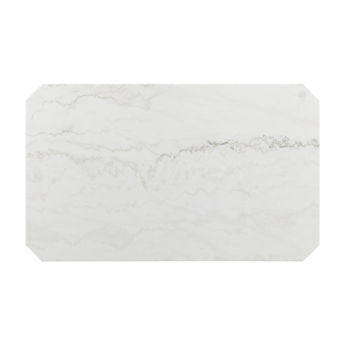 Francesca White Marble Rectangular 5PC Dining Set-Table & Four Grey PU Chairs