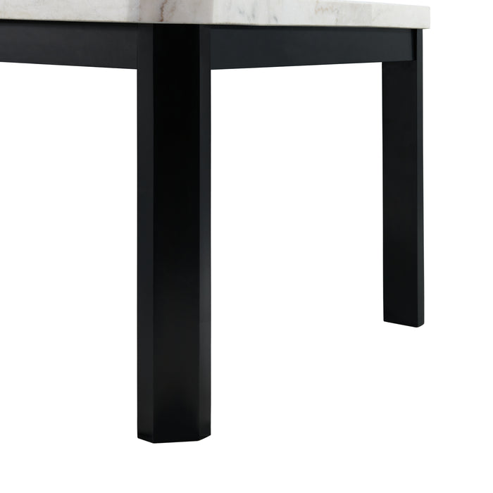 Francesca White Marble Square 5PC Counter Height Dining Set-Table & Four Grey PU Chairs