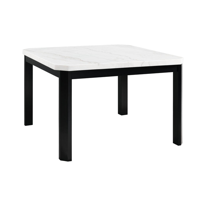 Francesca White Marble Square 5PC Counter Height Dining Set-Table & Four Grey PU Chairs