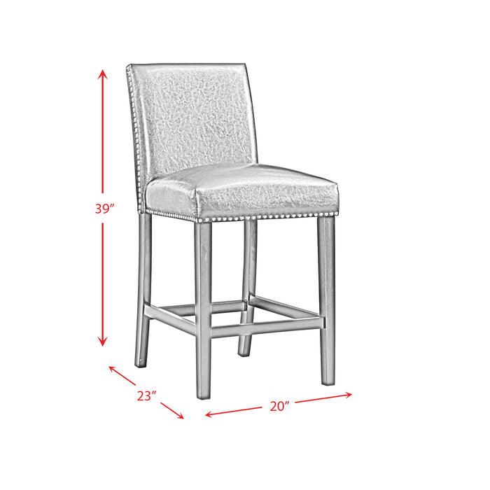 Francesca White Marble Square 5PC Counter Height Dining Set-Table & Four Black PU Chairs