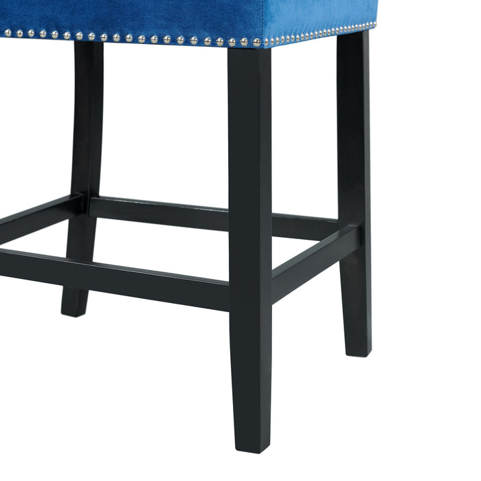 Francesca White Marble Square 5PC Counter Height Dining Set-Table & Four Blue Velvet Chairs