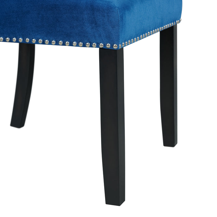 Francesca Rectangular Dining Blue Velvet Side Chair (2 Per Pack)