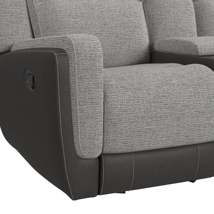 Hornet Motion Glider Loveseat with Console in Rancho Grey