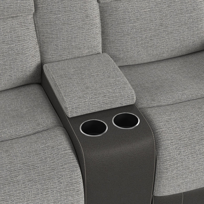 Hornet Motion Loveseat with Console in Rancho Grey