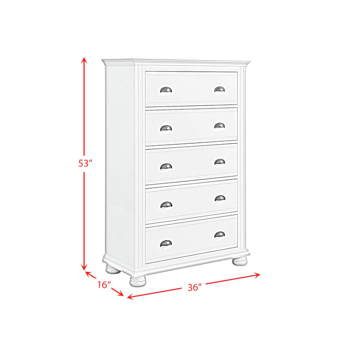Kona 5-Drawer Chest in White