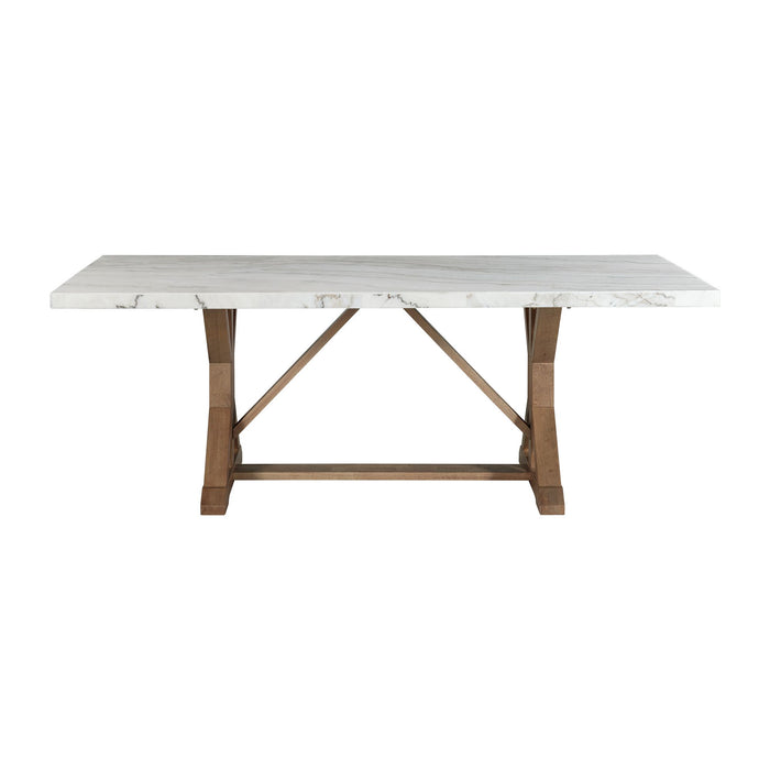 Lakeview Rectangular Standard Height Dining Table in White Marble