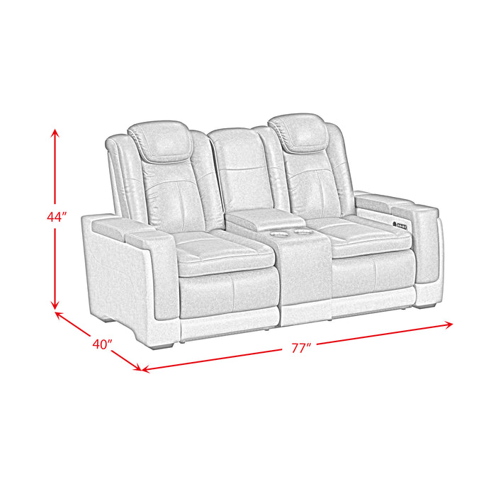 Lantana Power Motion Loveseat with Power Headrest, Led, and Console in Rocky Grey/Brown