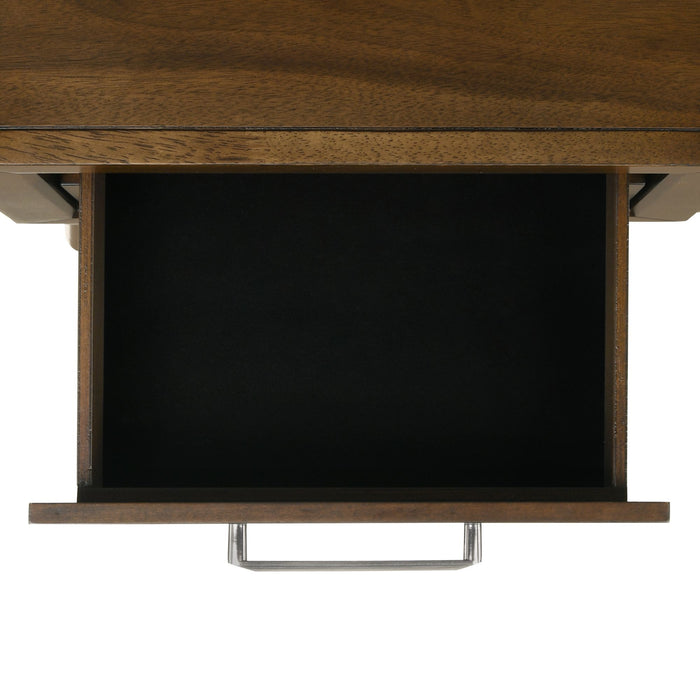 Malibu Bench with Grey Fabric in Walnut