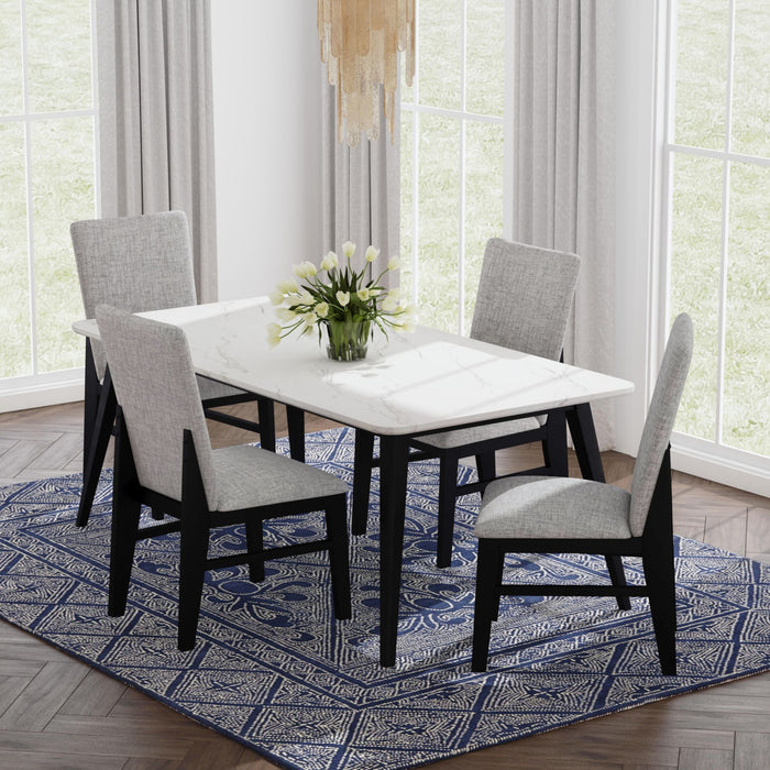 Marlene Standard Height Dining Set in Black-Table and Four Chairs