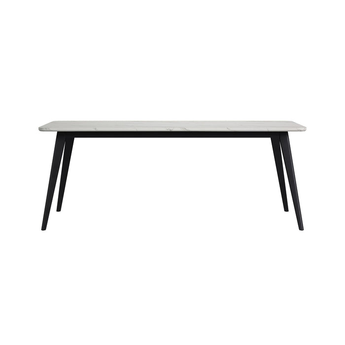 Marlene Dining Table with White Faux Marble Top in Black