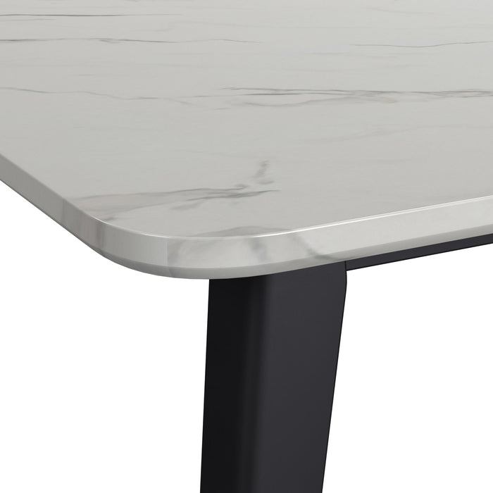 Marlene Dining Table with White Faux Marble Top in Black
