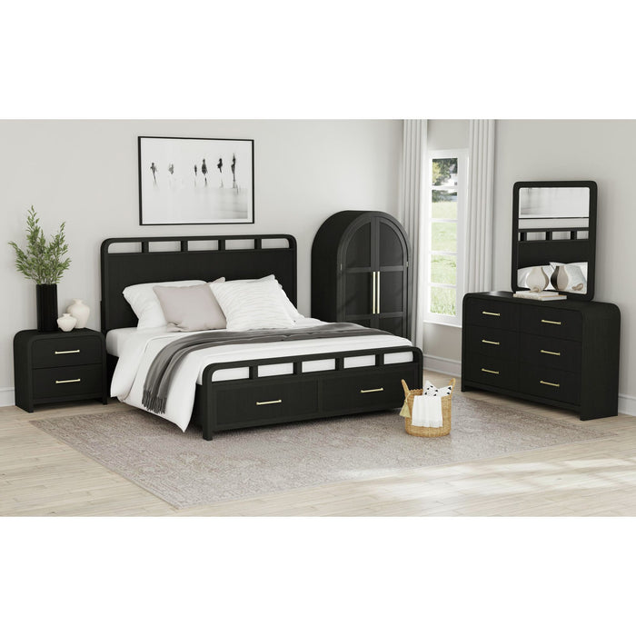 Ridgemont Dresser and Mirror Set in Black with Grain