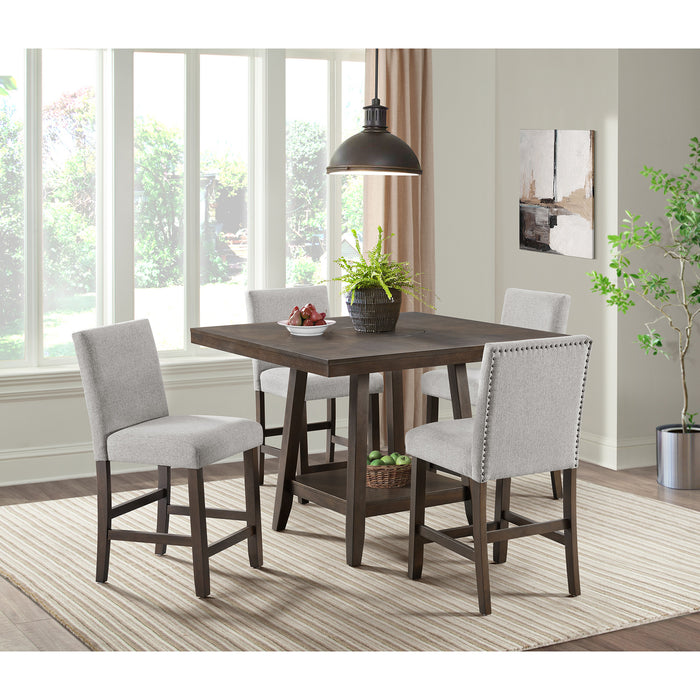 Seneca Square Counter Table with Lazy Susan in Brown