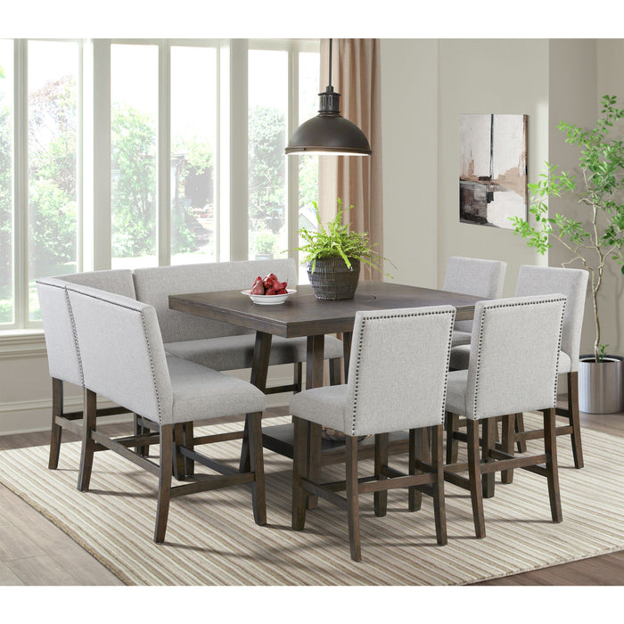 Seneca Counter Height Dining Set in Brown-Table and Four Chairs