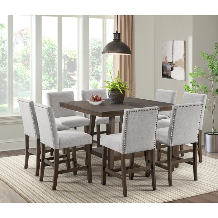 Seneca Counter Height Dining Set in Brown-Table and Four Chairs
