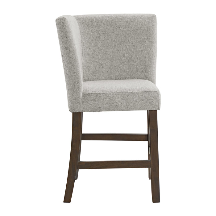 Seneca Counter Corner Bench with Upholstered Back and Grey Fabric