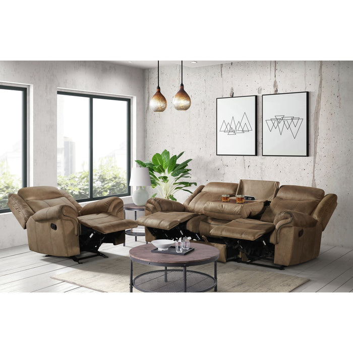 Sorrento 3PC Living Room Set in T101 Brown-Sofa, Loveseat & Recliner