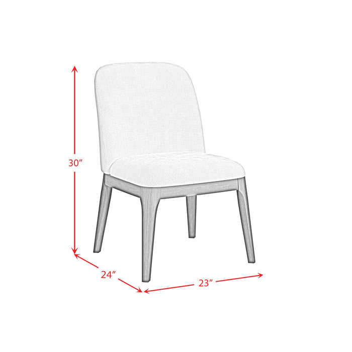 Sylvie Dining Side Chair with White Fabric in Dark Brown (2 Per Carton)