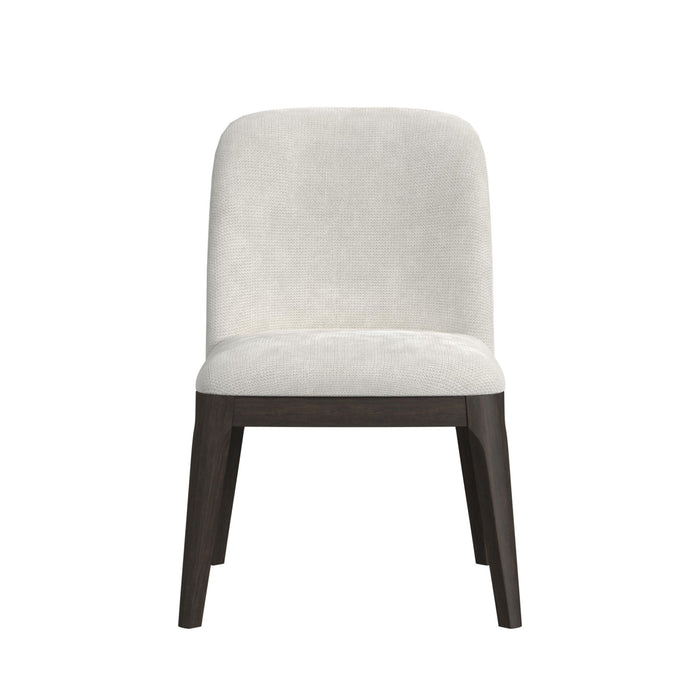 Sylvie Dining Side Chair with White Fabric in Dark Brown (2 Per Carton)