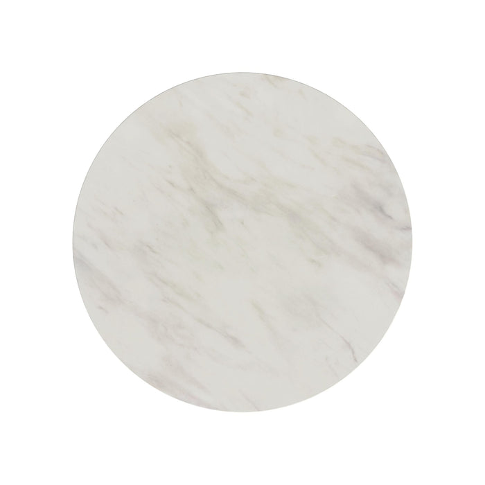 Sylvie 3PC Occasional Table Set with White Faux Marble Top and Base in Dark Brown-Coffee Table & Two End Table