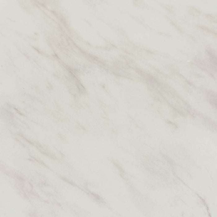 Sylvie Round Dining Table with White Faux Marble Top in Dark Brown