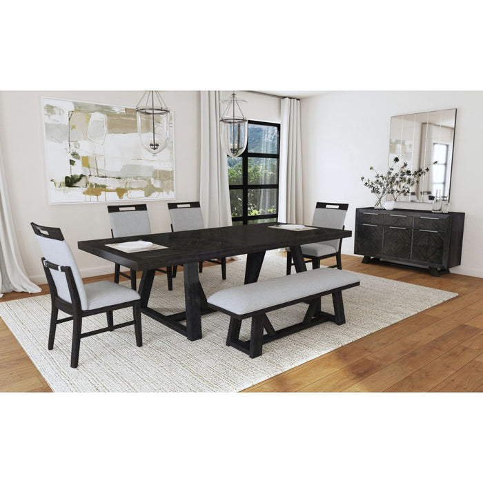 Transcend Dining Table with 22" Leaf in Charcoal