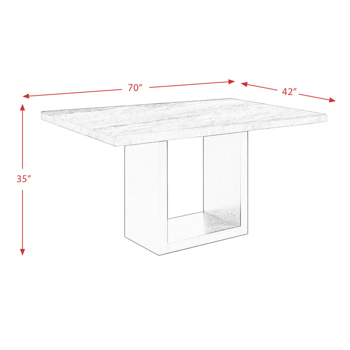 Valentino White 5PC Counter Height Dining Set - Table & Four Grey Chairs