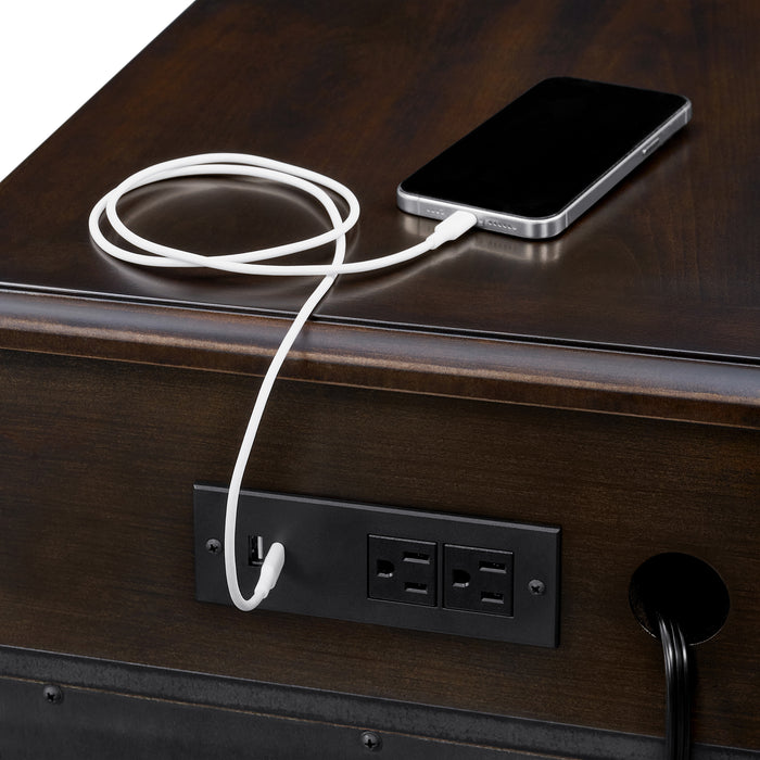 Wagner Chairside Table with USB in Cherry