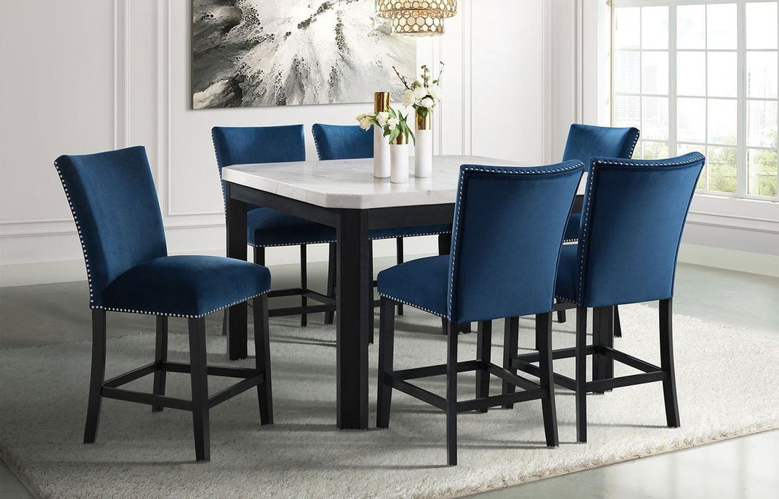 Elements International Francesca Counter Height Dining Table in White and Black