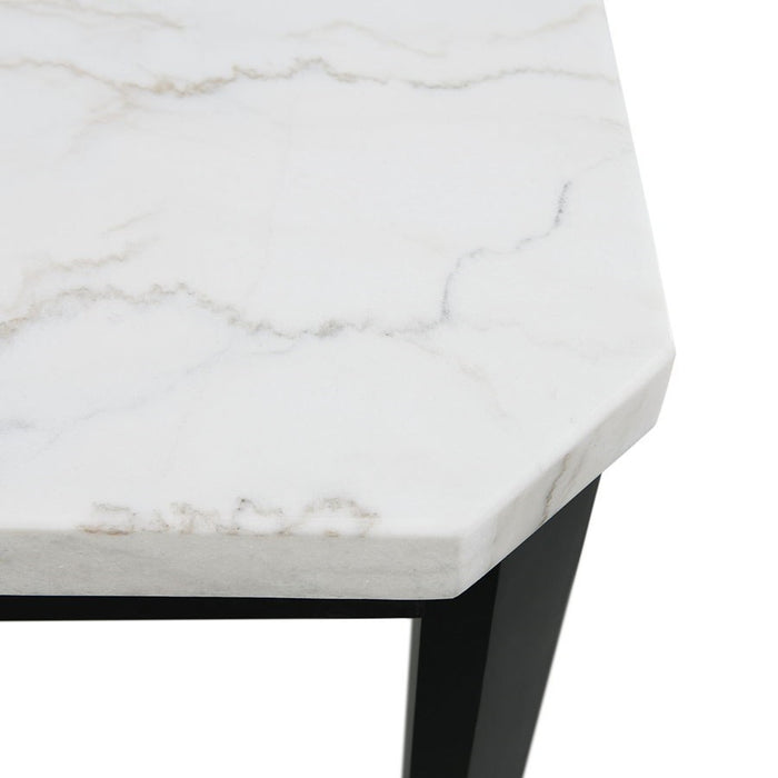 Elements International Francesca Rectangular Dining Table in White and Black