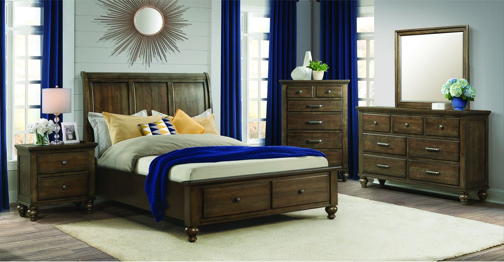Elements International Chatham Queen Storage Bed in Warm Gray