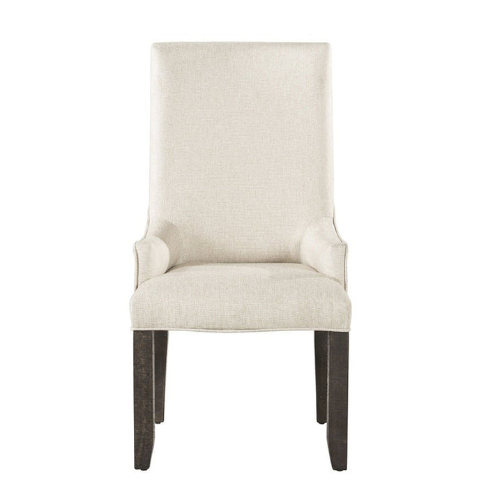 Elements International Finn Upholstered Arm Chair (Set of 2) in Cream and Smokey Walnut