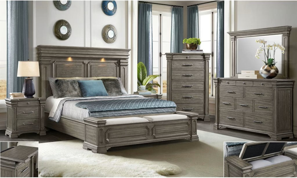 Elements International Kings Court Chest in Grey