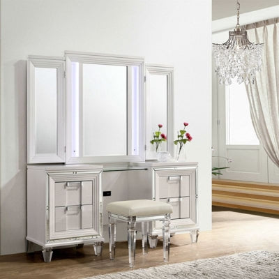 Elements International Twenty Nine Vanity Stool in White