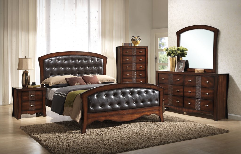 Elements International Jenny 6 Drawers Dresser in Medium Espresso Lacquer