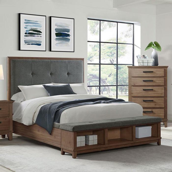 Elements International Jolene King Storage Bed in Grey