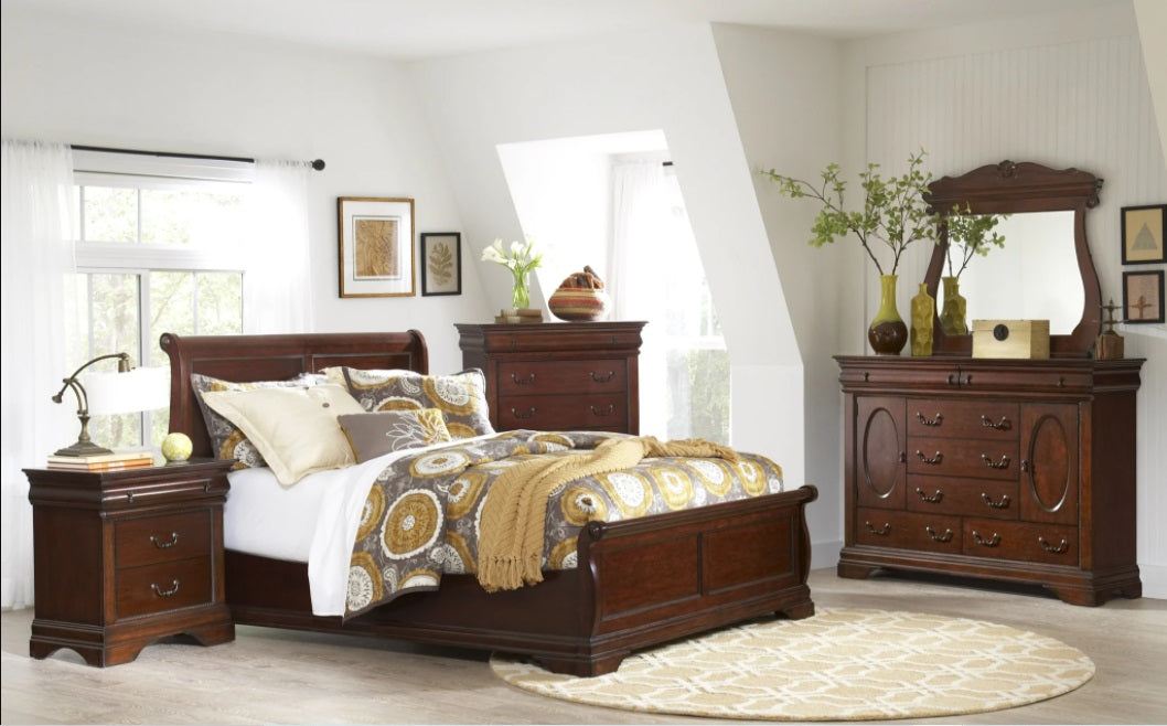 Elements International Chateau Sleigh Curved Mirror in Cherry