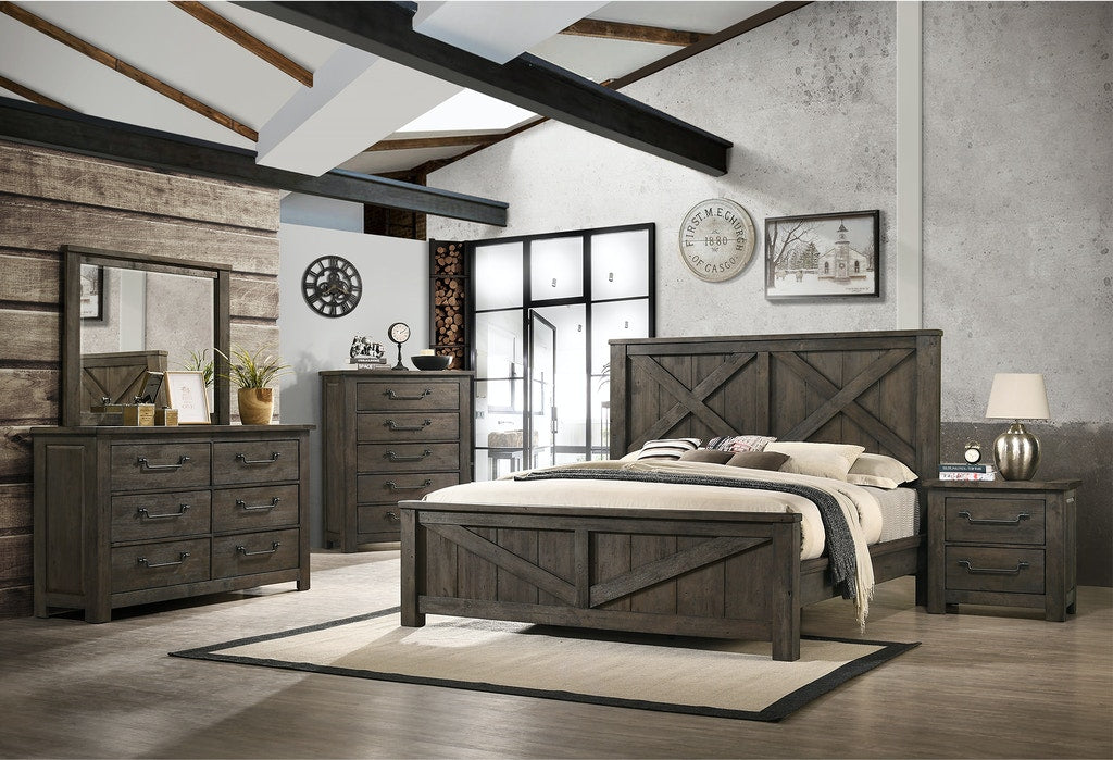 Elements International Maverick Queen Panel Bed in Dark Brown