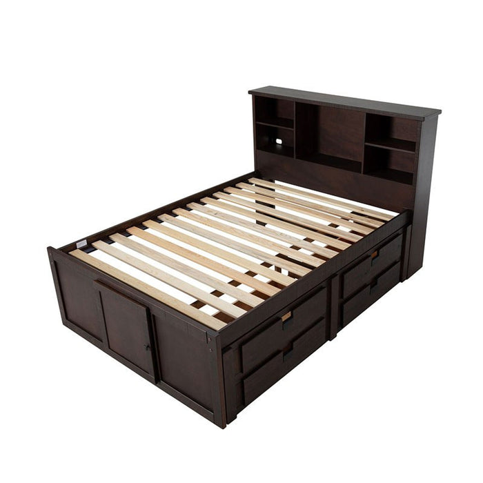 Elements International Vista Captain Bed Twin Storage Bed in Brown