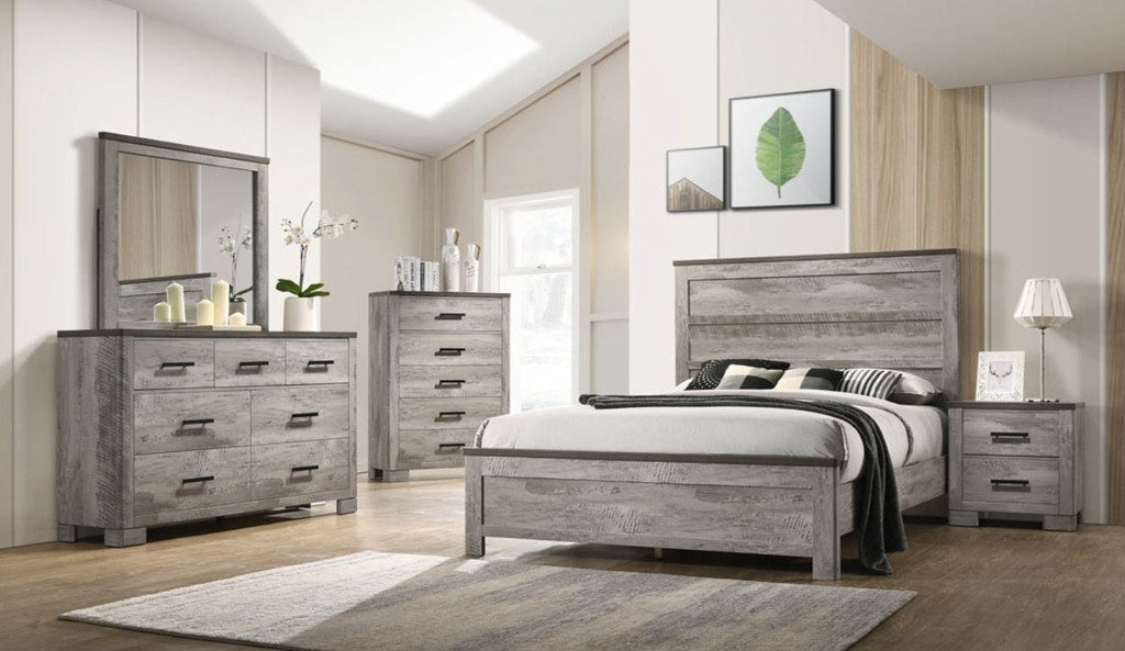 Elements International Millers Cove Queen Panel Bed in Gray MC300QB