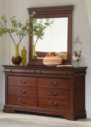 Elements International Chateau Sleigh Vertical Mirror in Cherry