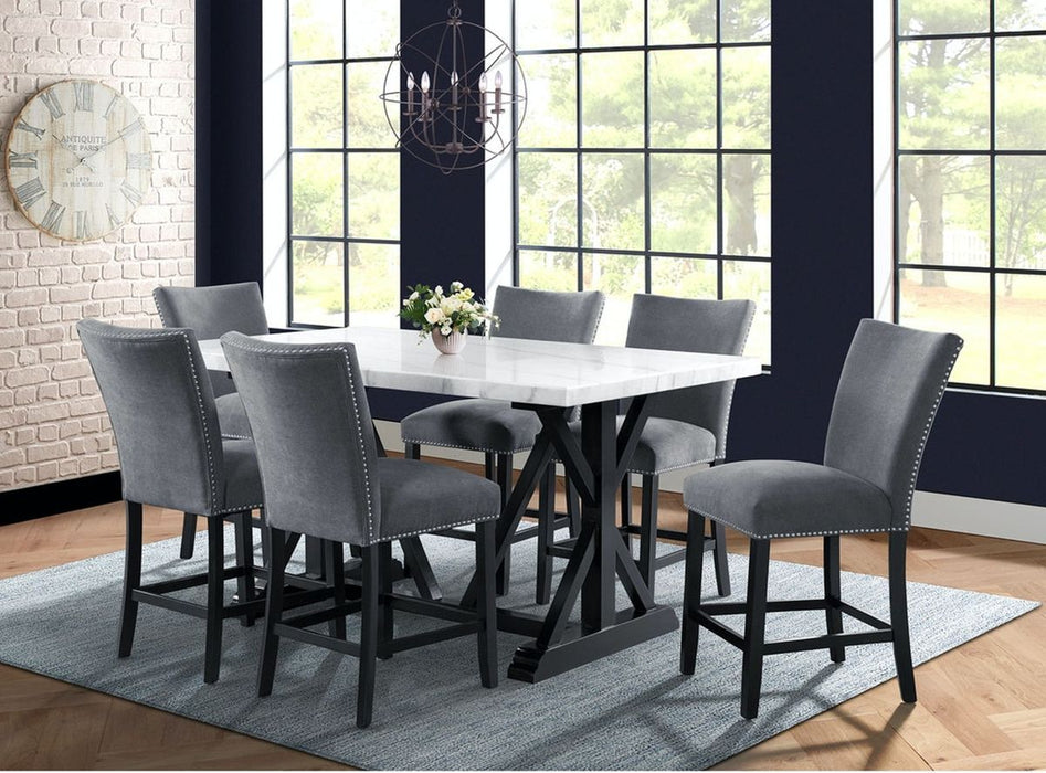 Elements International Tuscany Counter Height Side Chair (Set of 2) in Black/White